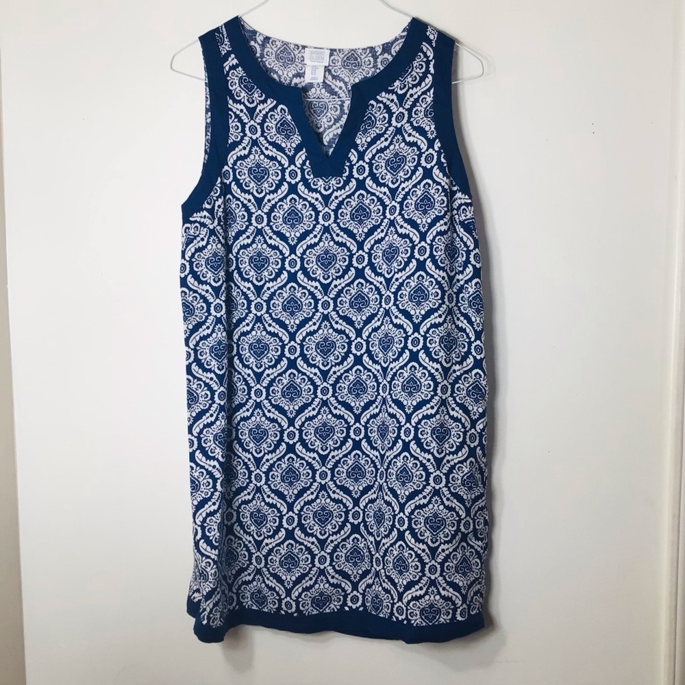 Sigrid Olson tunic top women blue medium linen sleeveless